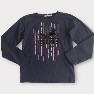 Hermes Child Youth Shirt Top Size 10A (131 cm) Felt Center Logo Luxury Designer